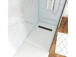 Aurlane befliesbares Showerboard 80 x 120 Ablaufkanal Silber