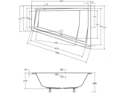 Bad Land Badewanne Eckwanne INTIMA SLIM 180x125 Links Mit Styroporverkleidung Ablauf Füße
