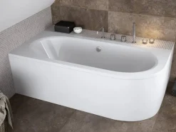 Bad Land Badewanne Eckwanne AVITA 180x80 Links Mit AcrylSchürze Ablauf Füße