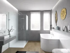 Bad Land Badewanne Eckwanne AVITA 180x80 Links Mit AcrylSchürze Ablauf Füße