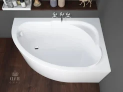 Bad Land Badewanne Eckwanne STANDARD 130x85 Rechts Mit AcrylSchürze Ablauf Füße