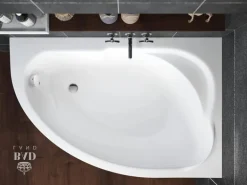 Bad Land Badewanne Eckwanne STANDARD 130x85 Rechts Mit AcrylSchürze Ablauf Füße