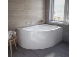 Bad Land Badewanne Eckwanne STANDARD 130x85 Rechts Mit AcrylSchürze Ablauf Füße