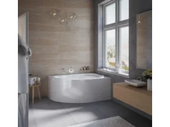 Bad Land Badewanne Eckwanne STANDARD 130x85 Rechts Mit AcrylSchürze Ablauf Füße