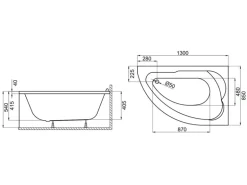 Bad Land Badewanne Eckwanne STANDARD 130x85 Rechts Mit AcrylSchürze Ablauf Füße