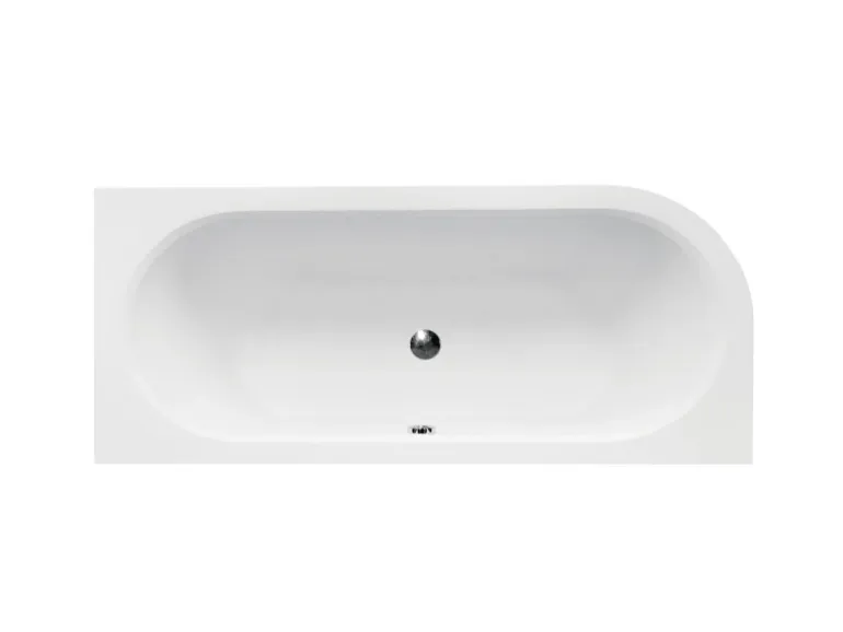 Bad Land Badewanne Eckwanne AVITA 170x75 Rechts + Acrylschürze + Bambus Badewannenablage + Kopfstütze KODI Ablauf Füße