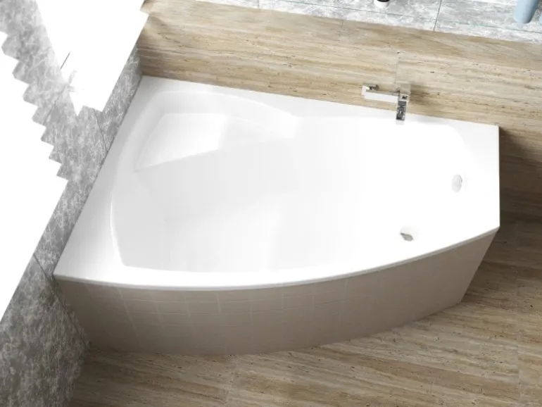 Bad Land Badewanne Eckwanne FRIDA 140x90 Links Mit Styroporverkleidung Ablauf Füße