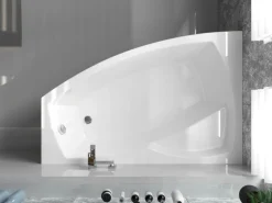 Bad Land Badewanne Eckwanne FRIDA 140x90 Links Mit Styroporverkleidung Ablauf Füße