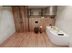 Bad Land Badewanne Eckwanne AVITA 180x80 Links + Acrylschürze + Kopfstütze KODI Ablauf Füße