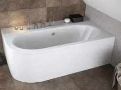 Bad Land Badewanne Eckwanne AVITA 150x75 Rechts Mit AcrylSchürze Ablauf Füße