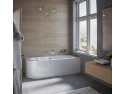 Bad Land Badewanne Eckwanne AVITA 180x80 Rechts Mit AcrylSchürze Ablauf Füße