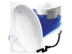 Bad Land Badewanne Eckwanne FINEZJA 140x95 Links Mit Styroporverkleidung Ablauf Füße