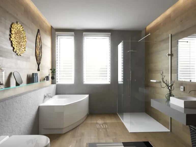 Bad Land Badewanne Eckwanne FRIDA 150x100 Rechts Mit AcrylSchürze Ablauf Füße