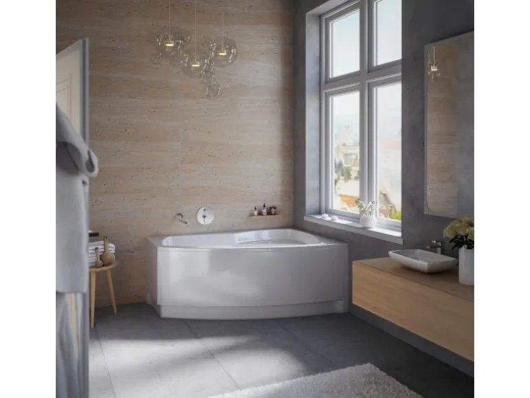 Bad Land Badewanne Eckwanne FRIDA 150x100 Rechts Mit AcrylSchürze Ablauf Füße