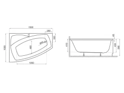 Bad Land Badewanne Eckwanne FRIDA 150x100 Rechts Mit AcrylSchürze Ablauf Füße
