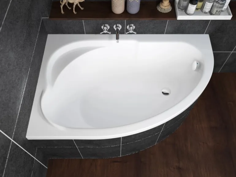 Bad Land Badewanne Eckwanne STANDARD 130x85 Links Mit Styroporverkleidung Ablauf Füße