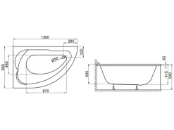 Bad Land Badewanne Eckwanne STANDARD 130x85 Links Mit Styroporverkleidung Ablauf Füße