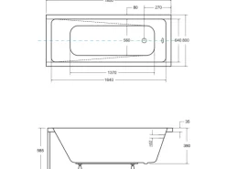 Bad Land Badewanne Rechteck MODERN 180x80 Mit Wannenträger Ablauf Füße