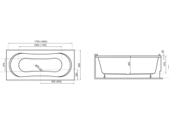 Bad Land Badewanne Rechteck LONG 170x80 Mit Wannenträger Ablauf Füße