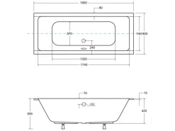 Bad Land Badewanne Rechteck QUADRO SLIM 190x90 Ablauf Füße