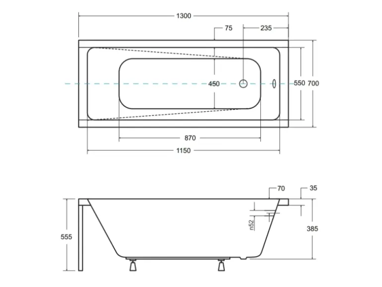 Bad Land Badewanne Rechteck MODERN 130x70 Mit Styroporverkleidung Ablauf Füße