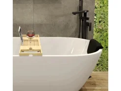 Bad Land Freistehende Badewanne ASGER 170x75 + Kopfstütze KODI + Ablauf