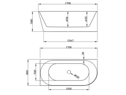 Bad Land Freistehende Badewanne Eckbadewannne ALVA 170x80 Links + Ablauf