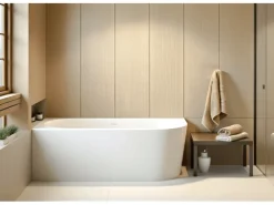 Bad Land Freistehende Badewanne Eckbadewannne ALVA 170x80 Links + Ablauf