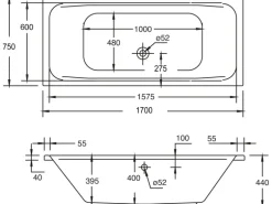 Badewanne Malta 170 cm x 75 cm