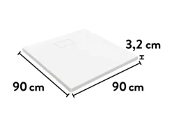 baliv Duschwanne DW-90.100E SMC Kunststoff in Steinoptik 90 cm x 90 cm Weiß