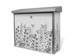 Banjado Briefkasten Edelstahl 38.5x31.5x12cm Ohne Zeitungsfach Inkl. Montagematerial Motiv Wegesrand