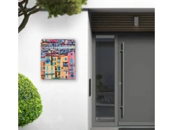 Banjado Design Briefkasten Weiß Pulverbeschichtet 39x47x14cm 2 Schlüssel Mit Zeitungsfach Motiv Häuserberg