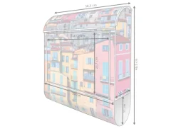 Banjado Design Briefkasten Weiß Pulverbeschichtet 39x47x14cm 2 Schlüssel Mit Zeitungsfach Motiv Häuserberg