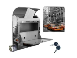 Banjado Design Briefkasten Silber Pulverbeschichtet 39x47x14cm 2 Schlüssel Mit Zeitungsfach Motiv New York Taxi