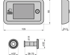 Basi - Digitaler Türspion - TS 700 - Silber - Türspion Verchromt - für Türstärken 38-70 mm - 6800-0050