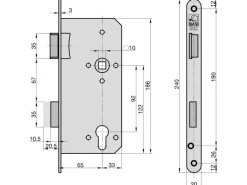Basi - Einsteck-Haustürschloss - ES 977 - Lochung PZW - Stulp 20 mm Abgerundet - DIN Links - 9770-6522