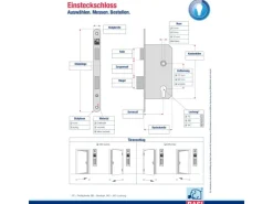 Basi - Einsteck-Haustürschloss - ES 977 - Lochung PZW - Stulp 20 mm Abgerundet - DIN Links - 9770-6522