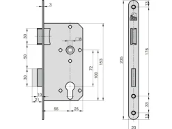 Basi - Einsteckschloss - ES 925 Recht Links ohne Basi-Prägung - PZW - 9250-5520