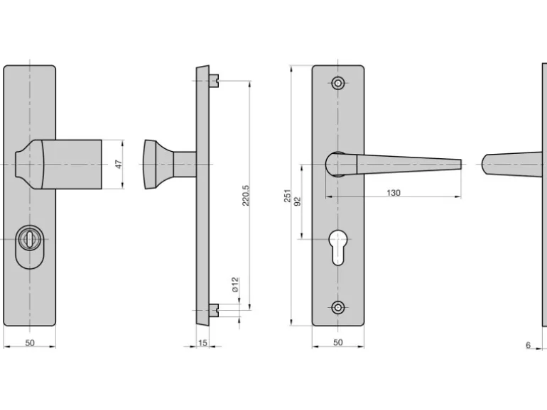 Basi - ES0 ZA - Vollmaterial-Schutzbeschlag - Alu F1 - ZA - Wechsel-Garnitur - Lochung PZ - 92-10 mm - 7900-0401