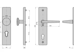 Basi - SB 7500 ES0 - Schutzbeschlag - Alu F1 - Wechsel-Garnitur - 72-8 mm - Türstärke 38 - 45 mm - 7500-0101