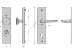 Basi - SB 7500 ES0 ZA- Schutzbeschlag - Alu F1 - Wechsel-Garnitur - 92-10 mm - Türstärke 50 -70 mm - 7500-0401