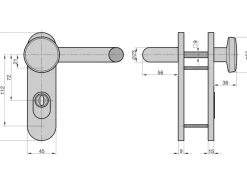 Basi - SB/FS 2200K ZA ES1 - Feuerschutz-Beschlag - Zylinderabdeckung - Kurzschild Rund - Alu F1 - 7529-0301