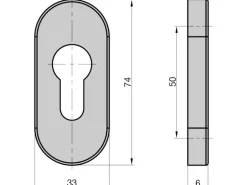 Basi - Schmalrahmen-Schutzrosette - SR 4100 PZ - Schutz-Schieberosette - Edelstahl - Oval - 6 mm - 7820-0218