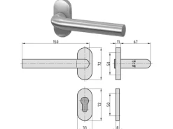 Basi - Stoßgriff-Komplettset für Haustüren Stoßgriff & 1/2-Schmalrahmen-Garnitur & Schmalrahmen-Schutzrosette 7000-SGS4