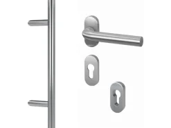 Basi - Stoßgriff-Komplettset für Haustüren Stoßgriff & 1/2-Schmalrahmen-Garnitur & Schmalrahmen-Schutzrosette 7000-SGS5