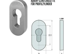 Basi - Stoßgriff-Komplettset für Haustüren Stoßgriff & 1/2-Schmalrahmen-Garnitur & Schmalrahmen-Schutzrosette 7000-SGS5