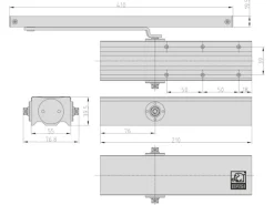 Basi - Türschließer mit Gleitschiene - TS 200 GS - für Einflügelige Türen bis 950 mm - 60 kg - 1490-0102