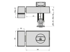 Basi - Türzusatzschloss - KS 500 - Dornmaß 45 mm - Silber - Käntige Ausführung - 2-Tourig - 1303-0205