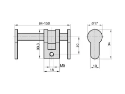 Basi - Universal-Blindzylinder - BZU 100 - Einstellbereich 84-150 mm - Matt vernickelt - Für FH Türen zugelassen - 6er Set
