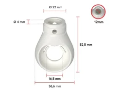 Bauheld Markisenöse Rund 12 mm Ral 9016 für Kugelhaken